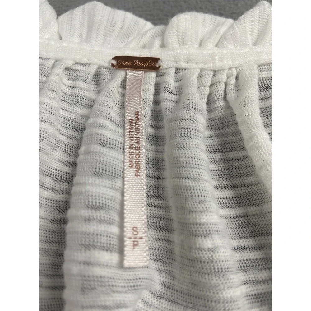 Free People Top Small White‎ Sun Valley Boho Peasant Ruffle Coquette Festival